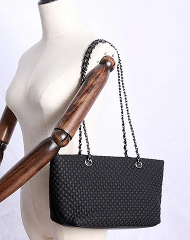 Versatile shoulder bags with interchangeable straps for different fashion looks -Womens Nylon Diamond Shoulder Purse Womens Black Nylon Chain Shoulder Purse Nylon Chain Purse for Ladies