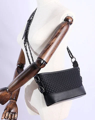 Soft leather shoulder bags for women with simple, understated designs -Womens Nylon Leather Shoulder Purse Womens Black Diamond Nylon Chain Shoulder Purse Nylon Chain Purse for Ladies