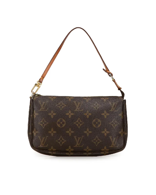 Travel shoulder bags for women with padded straps and multiple compartments -Louis Vuitton Pochette Accessoires Monogram Canvas Shoulder Bag