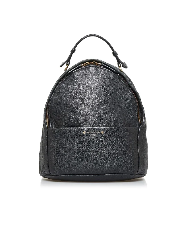 Pearl-Strap Backpack for Elegant-Monogram Empreinte Sorbonne Leather Backpack with Zip Pockets and Top Handle