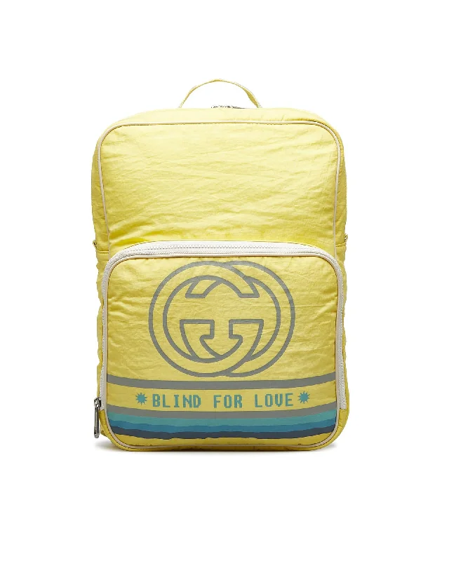 Zip-Top Backpack for Secure Storage-Gucci Blind for Love Backpack Yellow