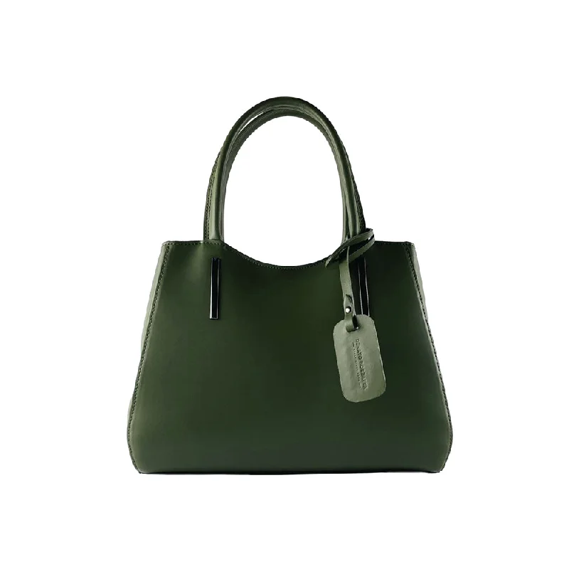 Stylish handle bags with zipper pulls for easy access and secure closure -Renato Borzatta Leather Double Strap Shoulder Bag Green