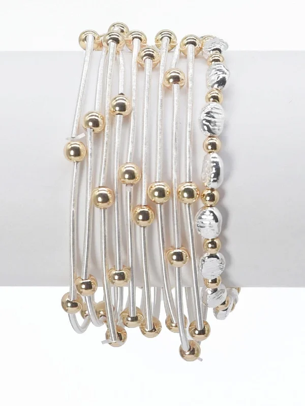 Handle bags for women with a sleek, structured design for professional settings -CB2181 Multi Strand Coil Bracelet With CCB Accent