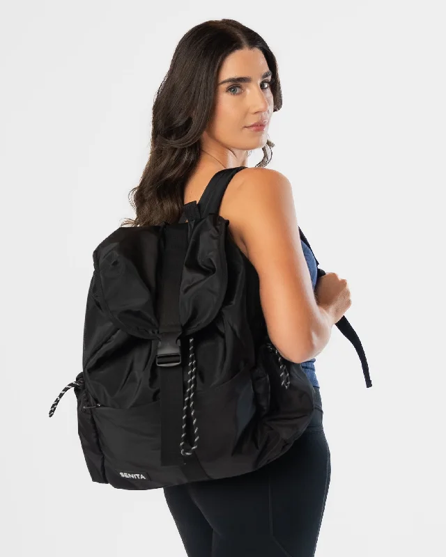 Leather Backpack for Stylish Look-Cinch Backpack - Black