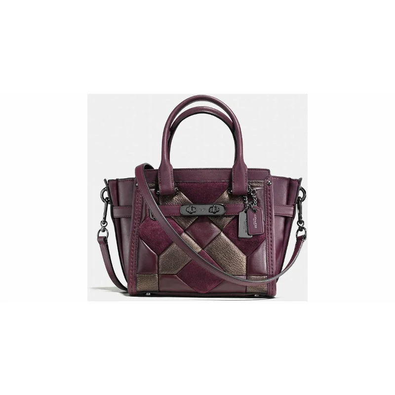 Handle bags with secure zippers for protecting personal belongings on the go -COACH SWAGGER 21 Canyon Quilt Carryall 55511 Oxblood Leather