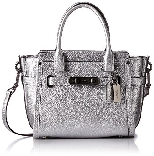 Premium handle bags with luxurious textures like lambskin or pebbled leather -COACH Women's Pebbled Leather Coach Swagger 21