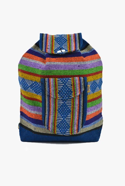 Platinum-Strap Backpack for Prestigious-Mexican Blanket Backpack Pinzon Boho Colorful Woven Baja Bag Aztec