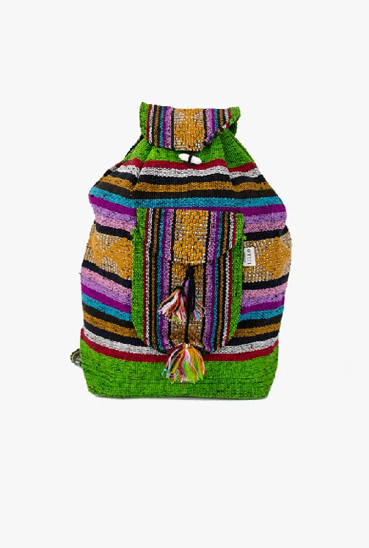 Transparent-Strap Backpack for See-Through-Mexican "Mossy Oak" Moss Green Backpack Lillo Boho Woven Baja Bag