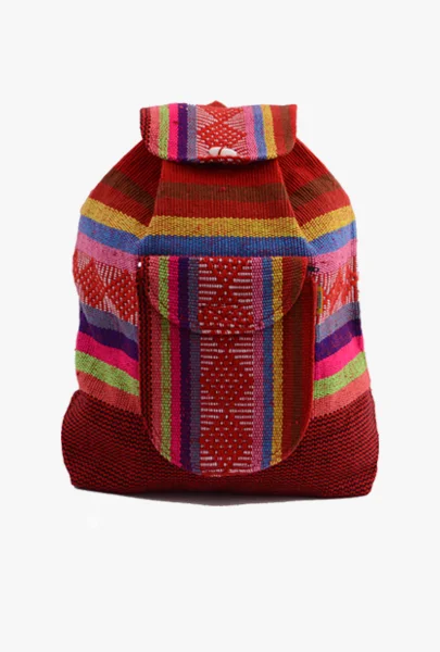 Rose Gold-Strap Backpack for Romantic-Mexican "Chakra" Red Backpack Lillo Boho Woven Baja Bag