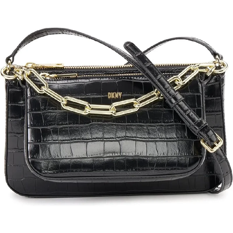 Versatile handle bags with removable and adjustable straps for multiple wearing styles -DKNY Lexi Double Demi Crossbody Bag Black/Gold