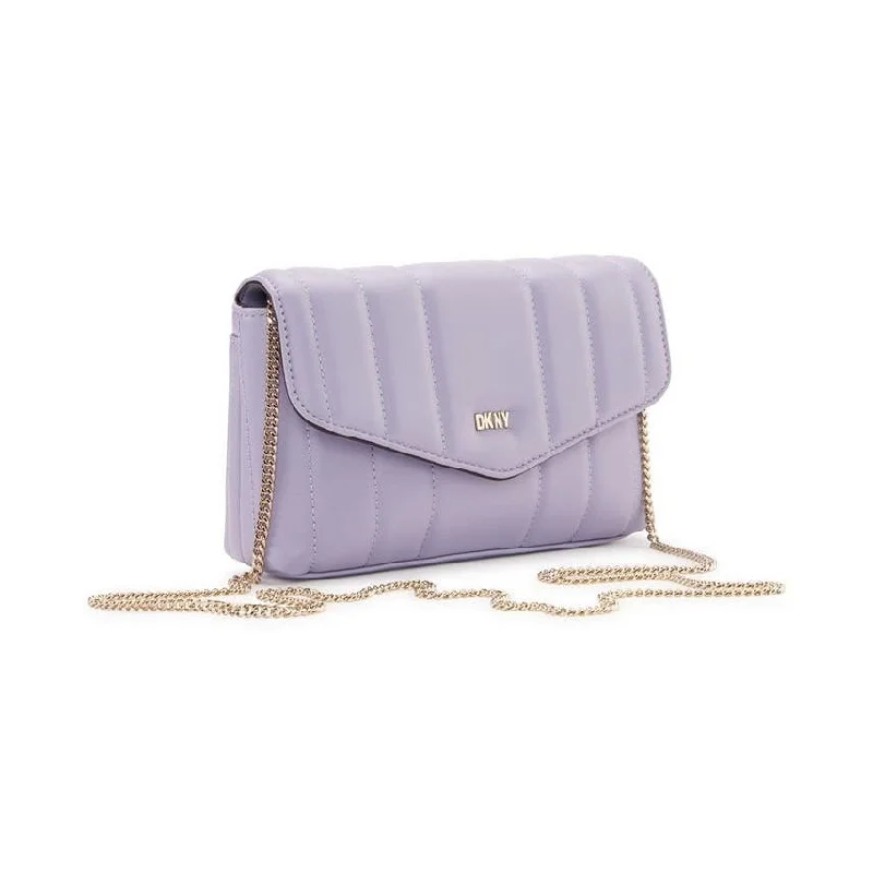 Stylish handle bags with side pockets for easy access to small items -DKNY Lexington Quilted Crossbody Chain Clutch In Lavender