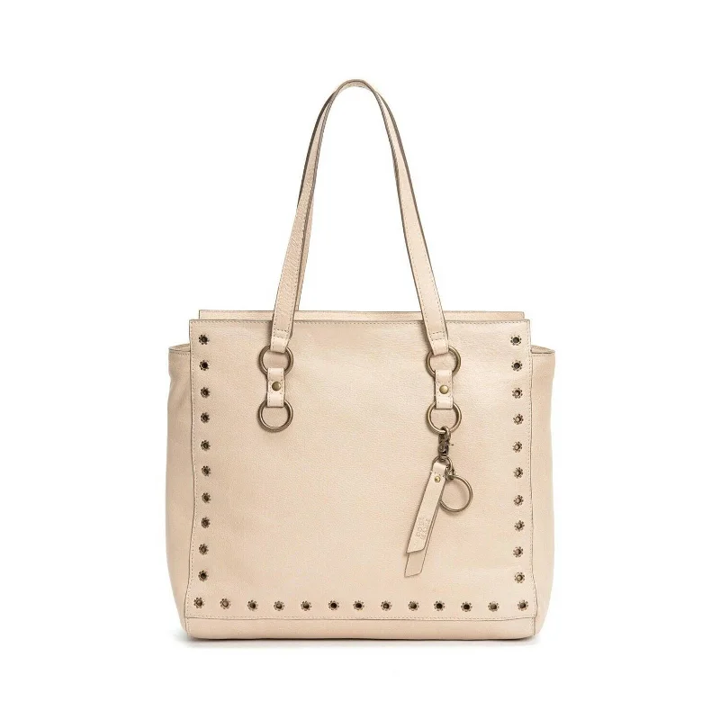 Eco-friendly handle bags made from sustainable materials for conscious shoppers -FRYE EVIE TOTE BONE LEATHER ANTIQUE BRASS HARDWARE