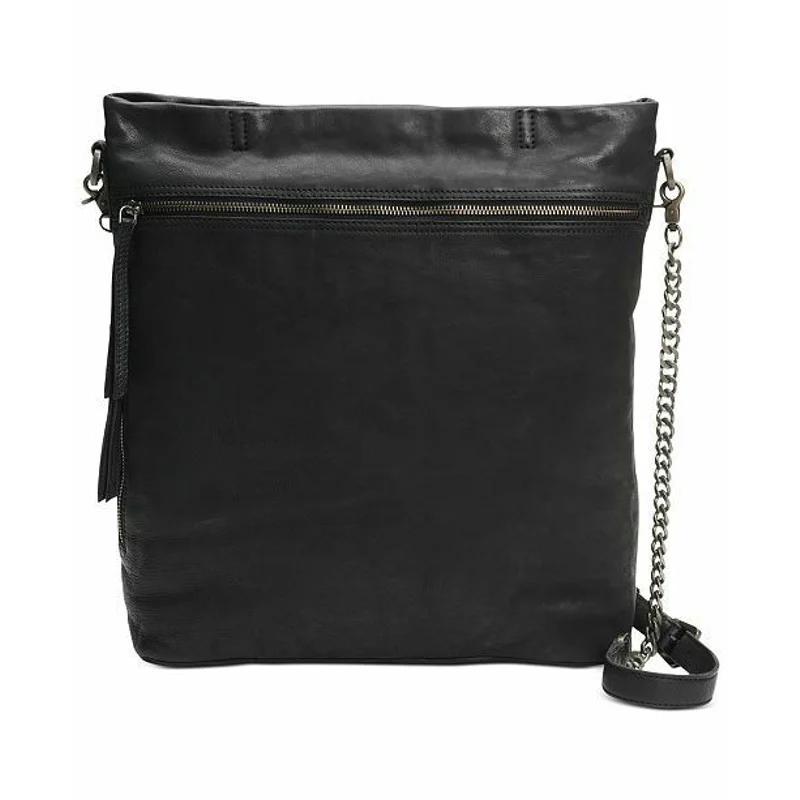 Handle bags with removable pouches for added organization and convenience -FRYE RILEY TOTE BLACK PEBBLED LEATHER CHAIN STRAP