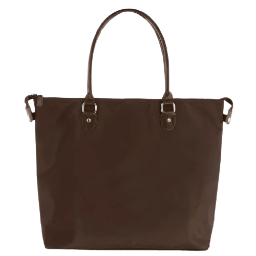 Elegant handle bags with unique, hand-stitched detailing for personalized style -GABEE LEATHER BETH OVERNIGHT TOTE BROWN