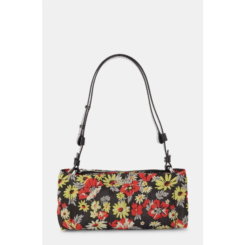 Handle bags for travel with spacious interiors for clothes, accessories, and essentials -Ganni Pillow Baguette Bag - Meadow Black Floral Shoulder Clutch