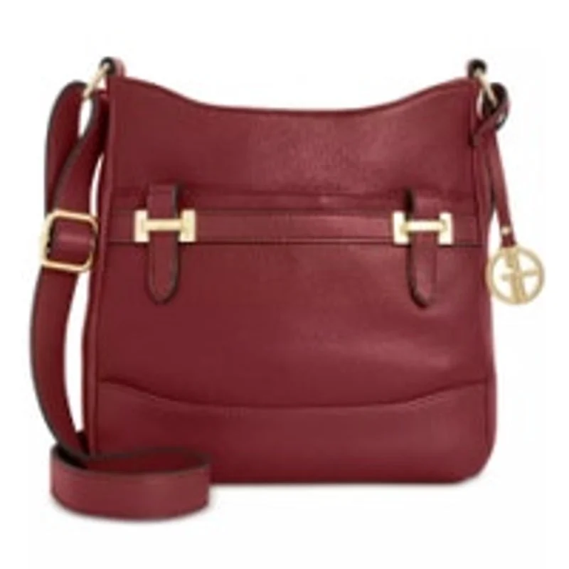 Handle bags with a minimalist design for women who prefer simple, elegant style -Giani Bernini Deep Wine Purple Bridle Crossbody Bag, Pebbled Leather