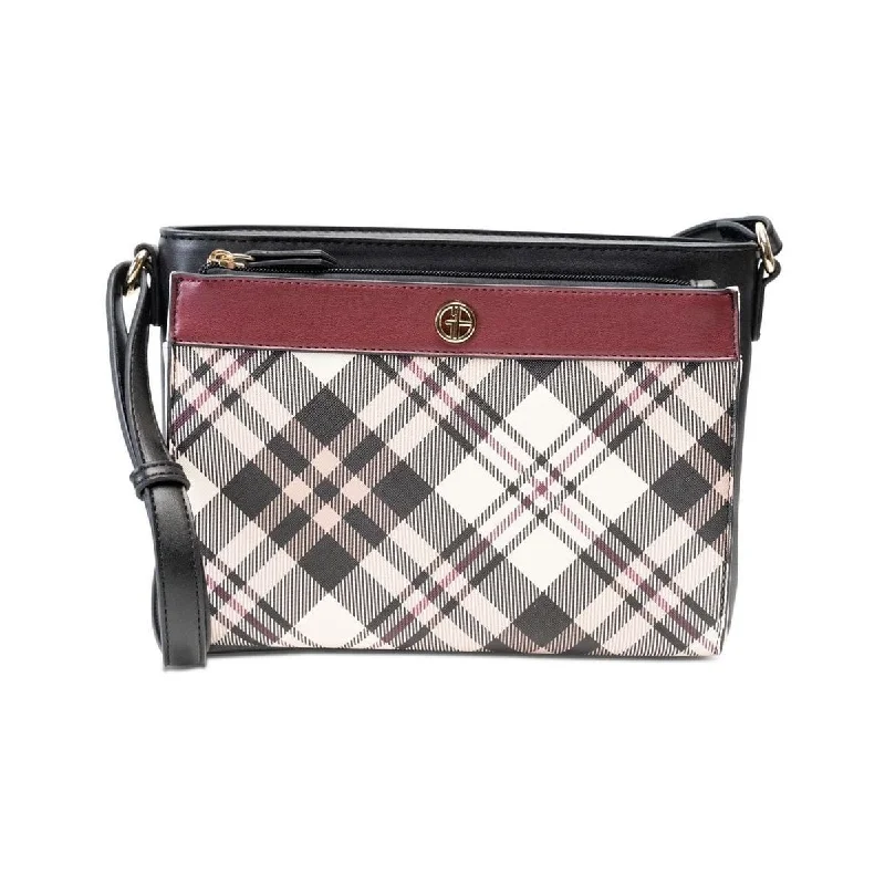 Small handle bags for evening wear with elegant finishes and chic details -GIANI BERNINI Multi Plaid Convertible Crossbody In Deep Cherry Red Multi