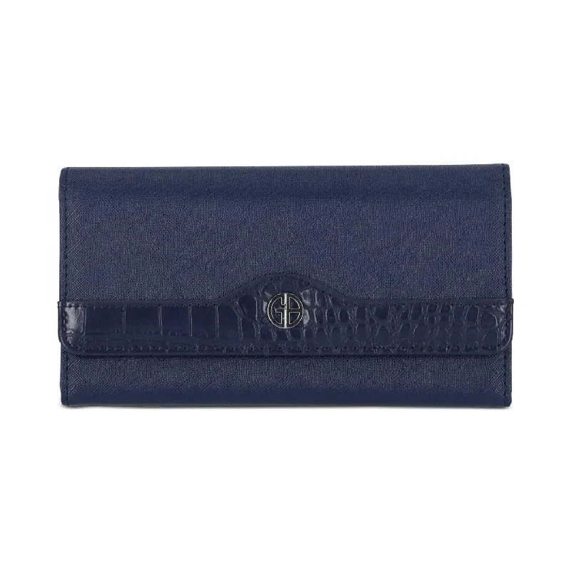 Soft suede handle bags for women with sophisticated textures and premium feel -GIANI BERNINI Receipt Manager Wallet In Navy