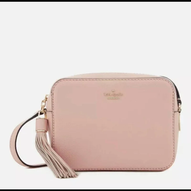 Elegant handle bags for evening wear with delicate embellishments and details -Kate Spade “Kingston Drive” Pale Pink Leather Crossbody Bag, Gold Hardware