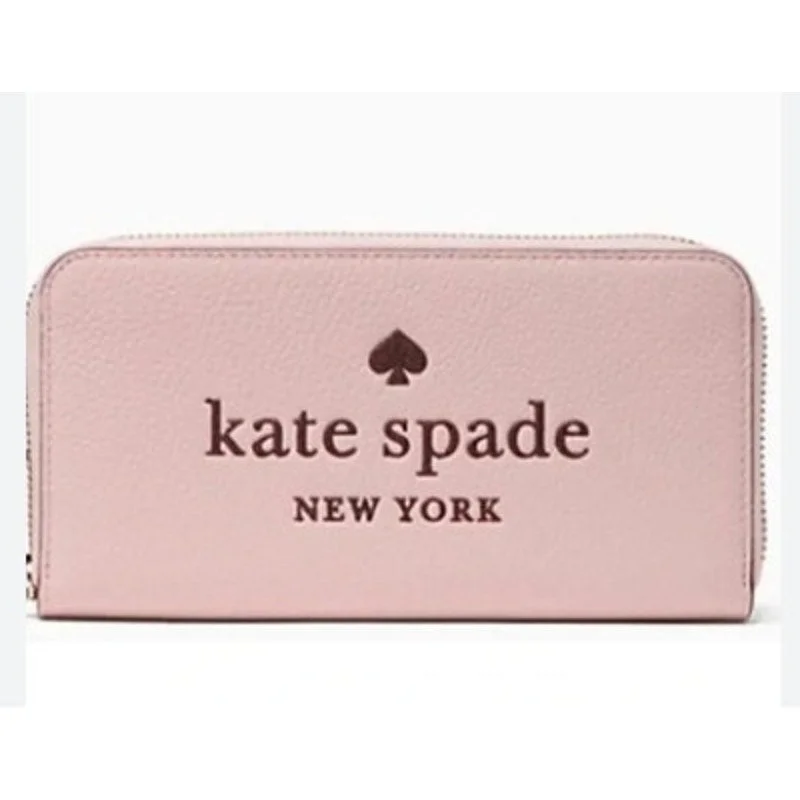 Affordable handle bags for students with multiple pockets and stylish appeal -Kate Spade Ladies Rose Smoke Pink Large Embossed Leather Continental Wallet