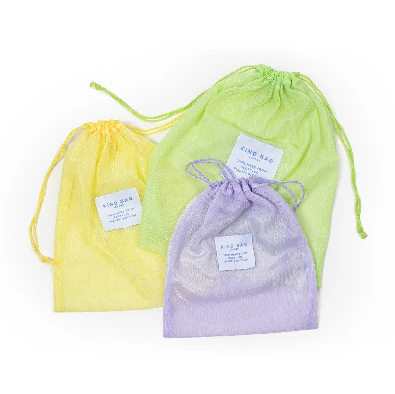 Elegant handle bags with unique, hand-stitched detailing for personalized style -KIND Reusable Mesh Bags (Set of 3)