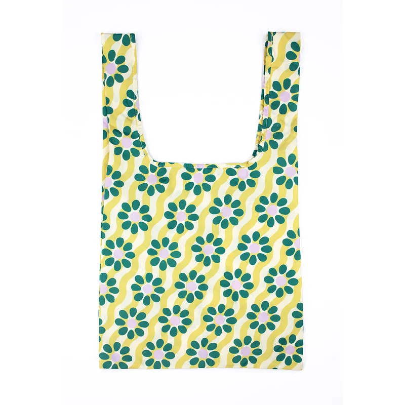 Affordable handle bags with stylish features for budget-conscious shoppers and fashionistas -KIND Reusable Shopping  Bag Medium Wavy Daisy