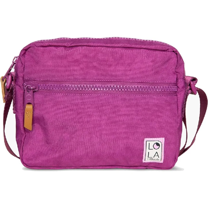 Trendy handle bags with vibrant prints and patterns for a playful touch -Lola California Moonpie Crossbody Bag In Grape Purple