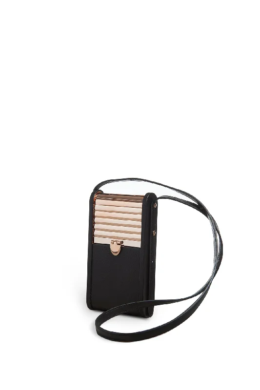 Premium handle bags with luxurious textures like lambskin or pebbled leather -Mabel Phone Case in Black Nappa Leather