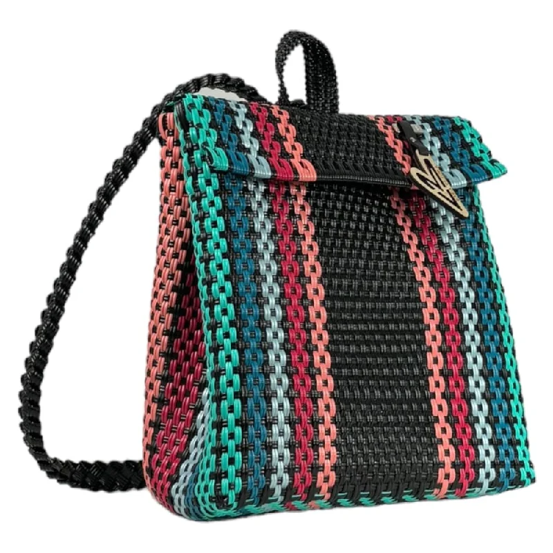 Handle bags with top handles and crossbody straps for maximum functionality -Maria Victoria | Blaze BK | Upcycled, Handwoven, Backpack