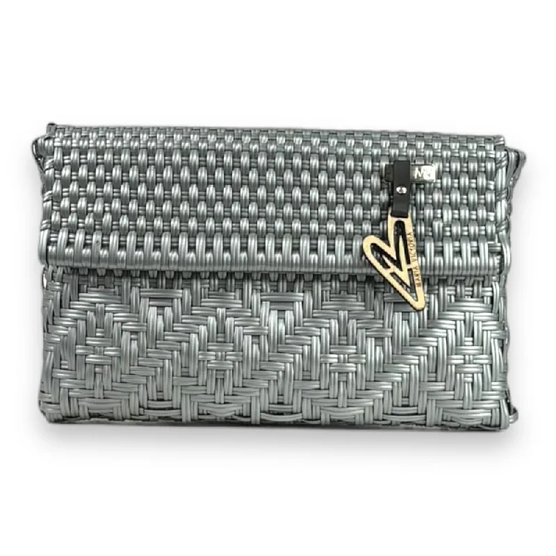 Handle bags with soft, plush fabric for a cozy and luxurious feel -Maria Victoria | Glow Silver DI | Upcycled, Handwoven, Clutch