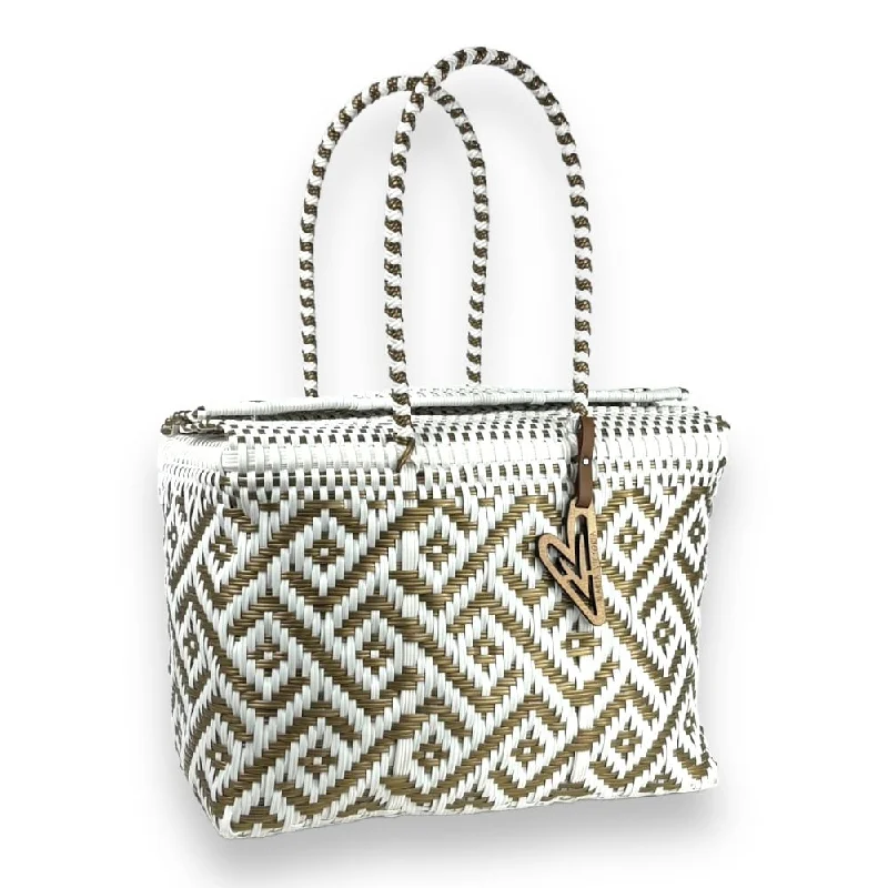 Chic handle bags with chain detailing for a luxurious, upscale look -Maria Victoria | Nova WG Basket | Upcycled, Handwoven