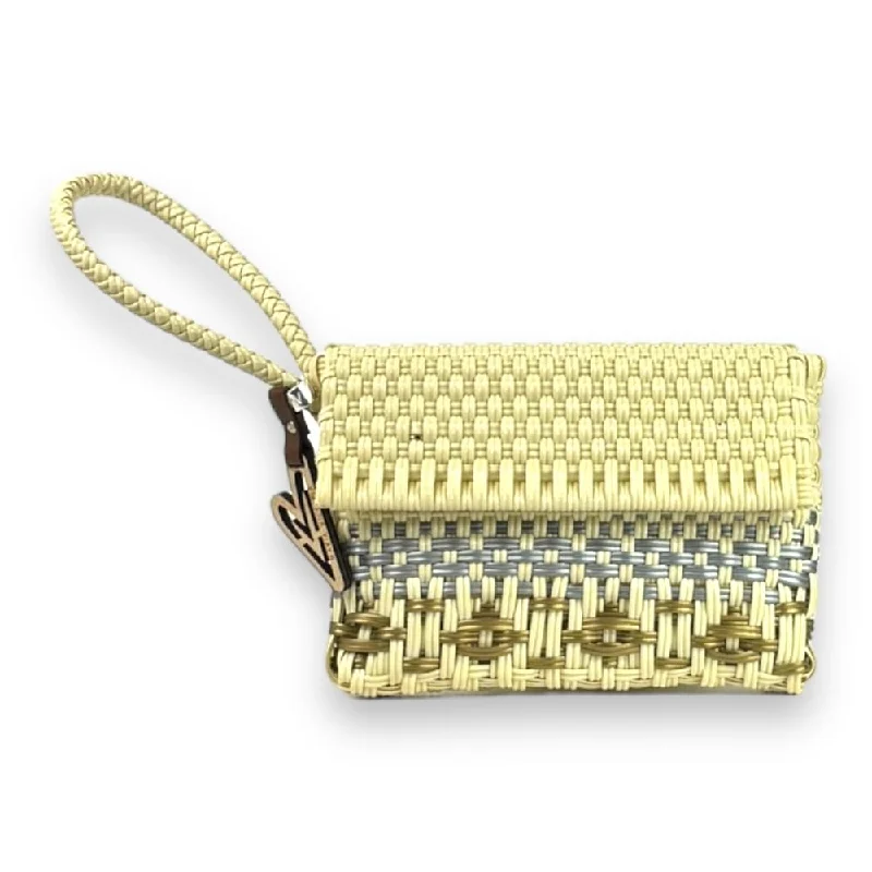 Designer handle bags for women with gold accents and luxurious finishes -Maria Victoria | Shine CA | Upcycled, Handwoven, Wristlet