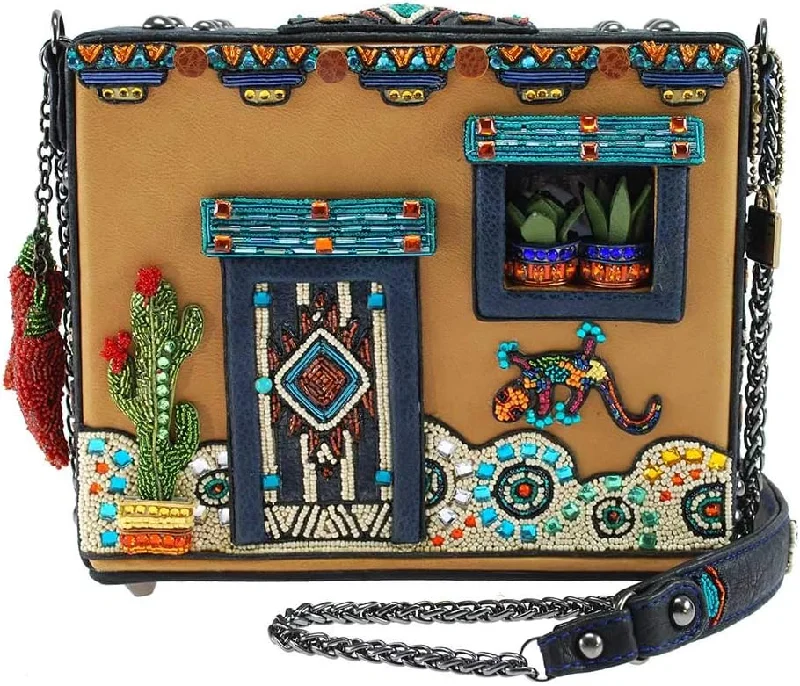 Large handle bags for carrying a laptop, wallet, and daily essentials comfortably -Mary Frances Adobe House Pueblo Multi Black Purse Beaded Bag Novelty Handbag NEW