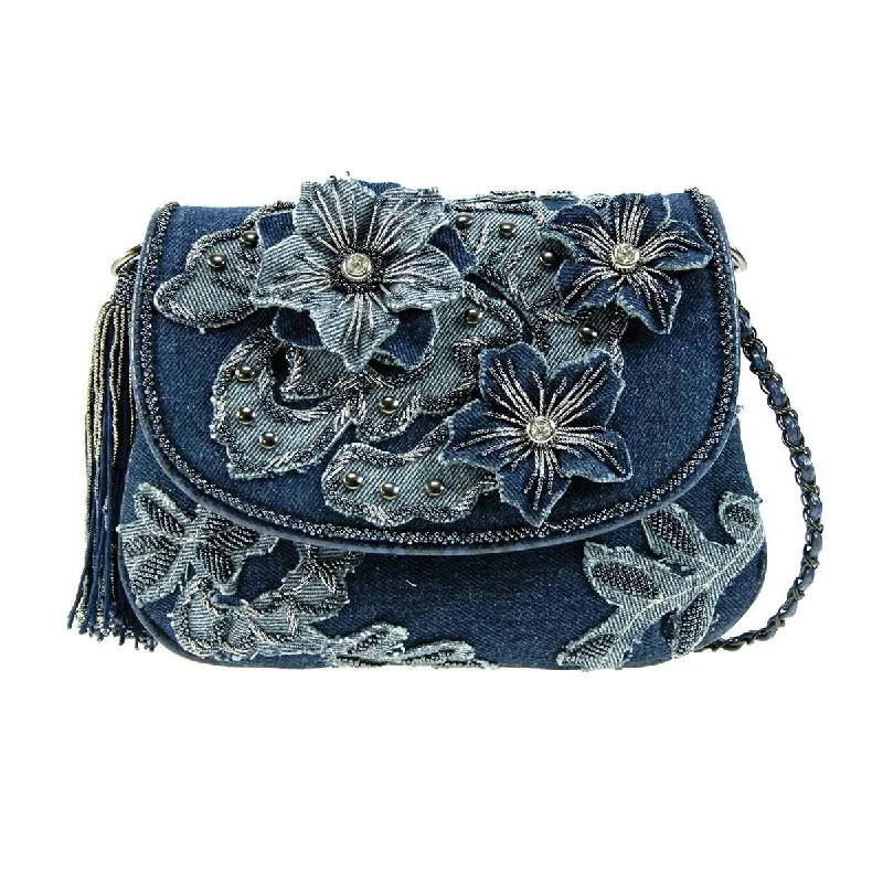 Handle bags with vintage-inspired designs and modern functionality for everyday wear -Mary Frances Good Jeans Handbag Bag Blue Jean Beaded Flowers NEW