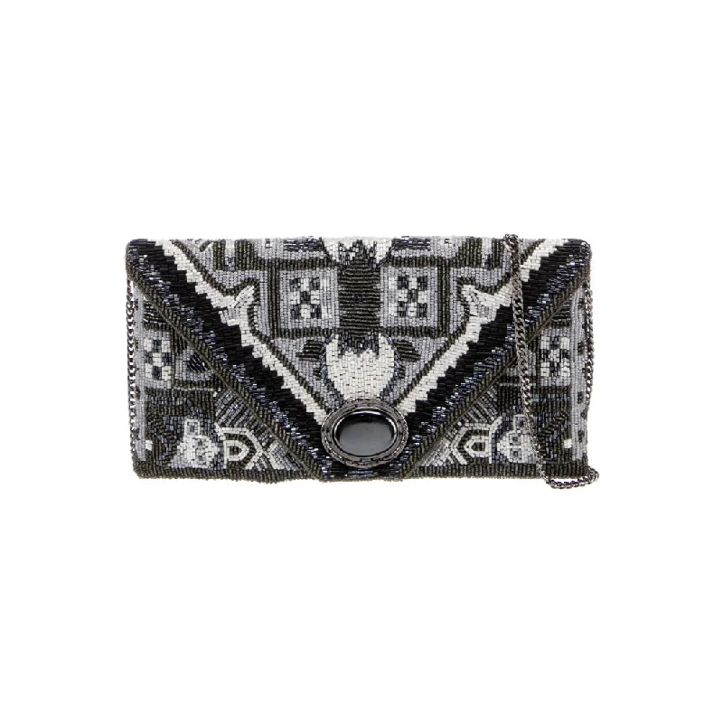 Classic handle bags for women with structured designs for sophisticated looks -Mary Frances Magic Carpet Beaded Silver Grey Crossbody Clutch Handbag Purse New