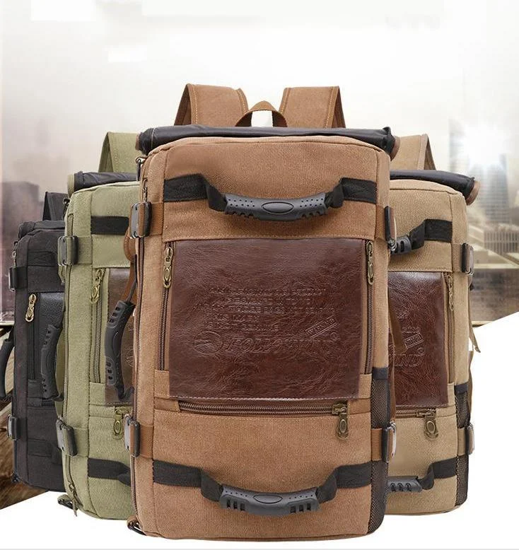 Fringed Backpack for Bohemian Flair-Men Canvas Backpack Huge Travel School Shoulder Computer Backpack Functional Versatile Bags Multifunctional Laptop Bag