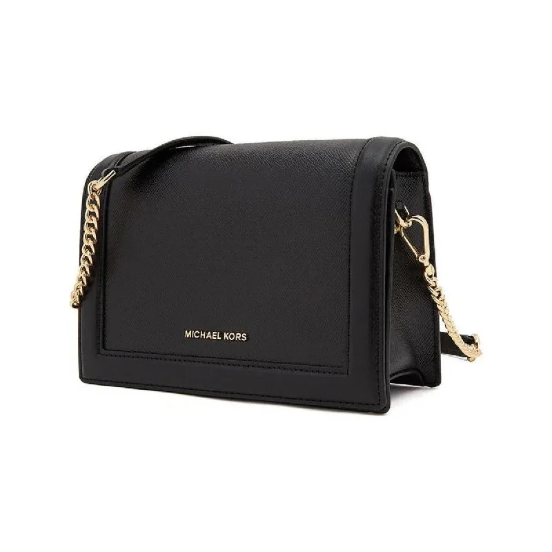 Handle bags with RFID-safe compartments for tech-savvy travelers and security-conscious users -MICHAEL KORS Jet Set Full Flap Chain Crossbody In Black Saffiano Leather LEAH