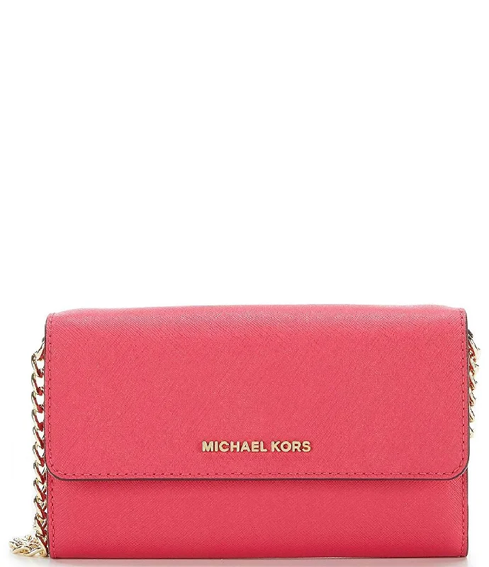 Handle bags with a mix of textures like leather and fabric for bold appeal -MICHAEL Michael Kors Jet Set Travel Large Phone Cross-Body Bag