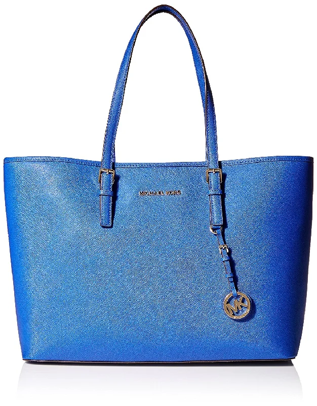 Sustainable handle bags made with organic fabrics for eco-conscious shoppers -MICHAEL Michael Kors Jet Set Travel Medium Multifunction Tote (Sapphire)