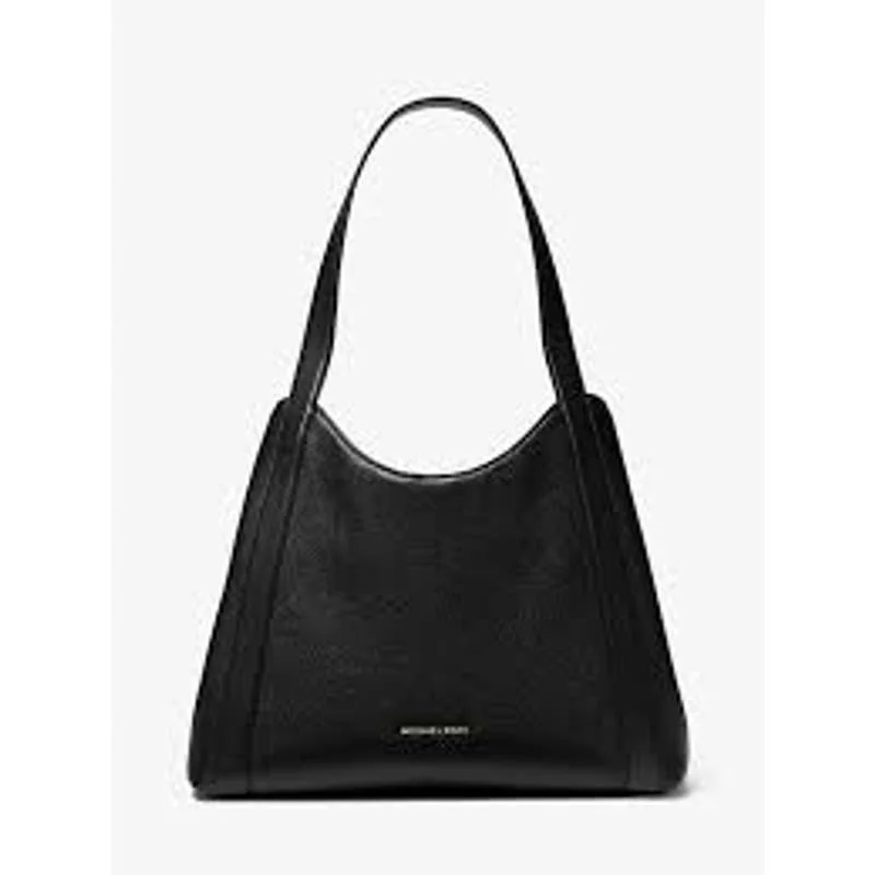 Small handle bags with leather straps for a minimalist yet chic look -MICHAEL KORS Black "Rosemary" Large Pebbled Leather Shoulder Bag, Gold Hardware