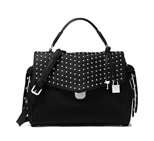 Small handle bags for evening wear with elegant finishes and chic details -MICHAEL Michael Kors Women's Bristol Studded Leather Satchel, Black