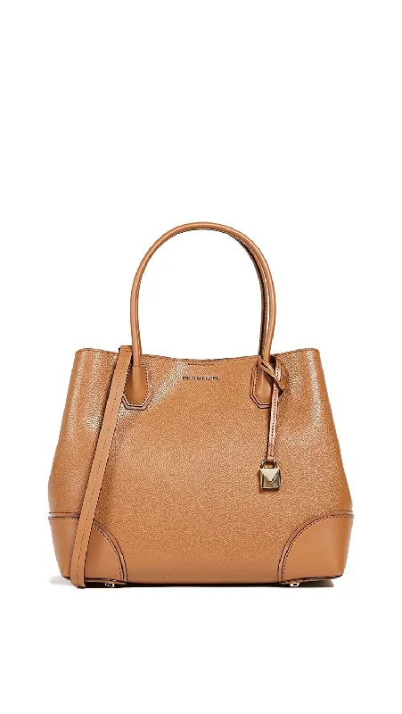 Handle bags with leather handles and sturdy canvas bodies for casual use -MICHAEL Michael Kors Women's Large Mercer Corner Snap Tote, Acorn, One Size