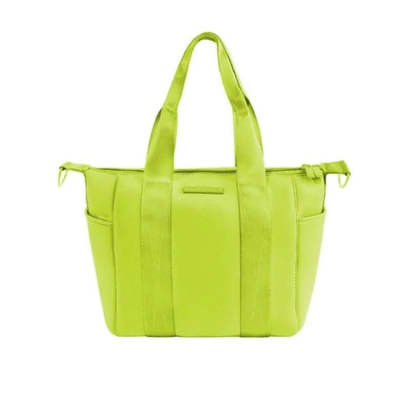 Handle bags with adjustable strap lengths for a customizable wearing experience -MyTagalongs Ladies Neon Lime Green Mini Commuter Neoprene Bag, Everleigh Mojito