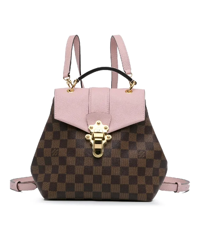 Leather Backpack for Stylish Look-Louis Vuitton Damier Ebene Mini Backpack PM Brown  Pink