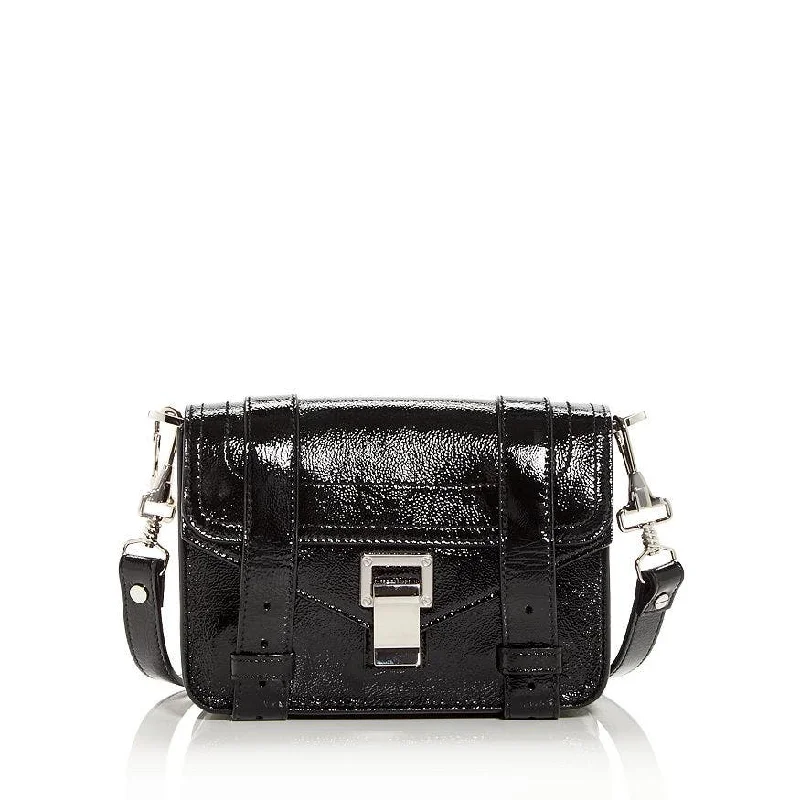 Premium handle bags for women with high-quality stitching and attention to detail -Proenza Schouler Crinkled Patent Leather Mini Crossbody Black