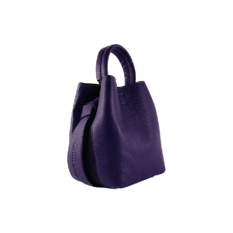 Handle bags with comfortable, adjustable handles for a customized fit and comfort -Renato Borzatta Leather Bucket Shoulder Bag with Clutch Purple