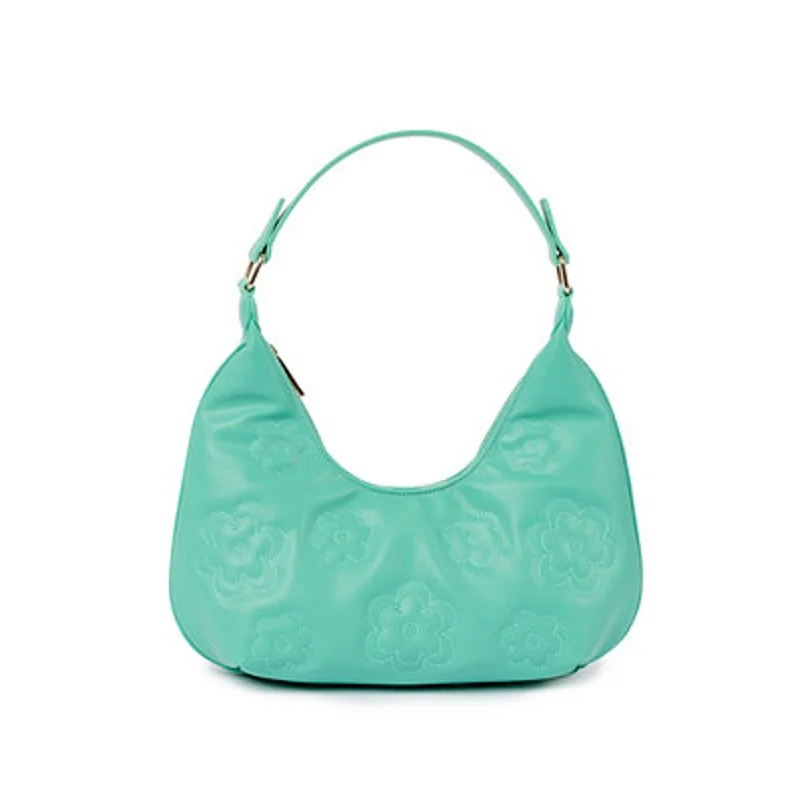 Elegant handle bags for evening wear with delicate embellishments and details -SkinnyDip Ladies Gerri Green Flower Quilt Shoulder Bag