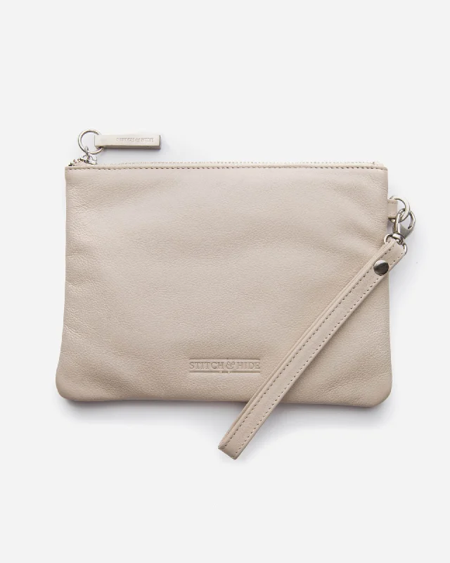 Leather handle bags for women with timeless designs and minimalist aesthetics -STITCH & HIDE LEATHER CASSIE CLUTCH - FREE KEY RING