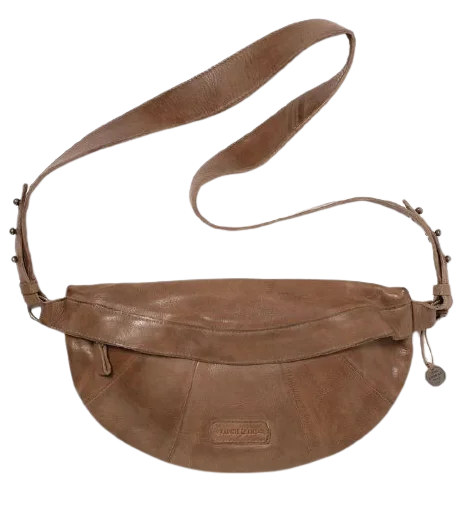 Handle bags for women with a sleek, structured design for professional settings -STITCH & HIDE WASHED LEATHER ST KILDA SLING/SHOULDER BAG TAUPE BROWN - FREE WALLET POUCH