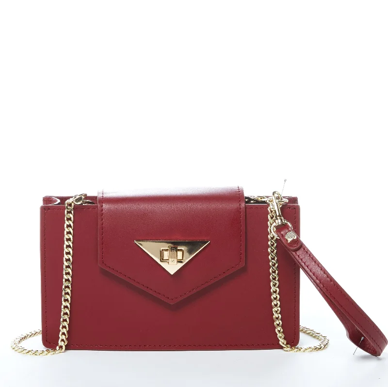 Handle bags with vintage-inspired designs and modern functionality for everyday wear -SUSU Mary Small Crossbody Leather Wristlet Burgundy Red